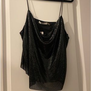 NWT Alice and Olivia Chainmail black top